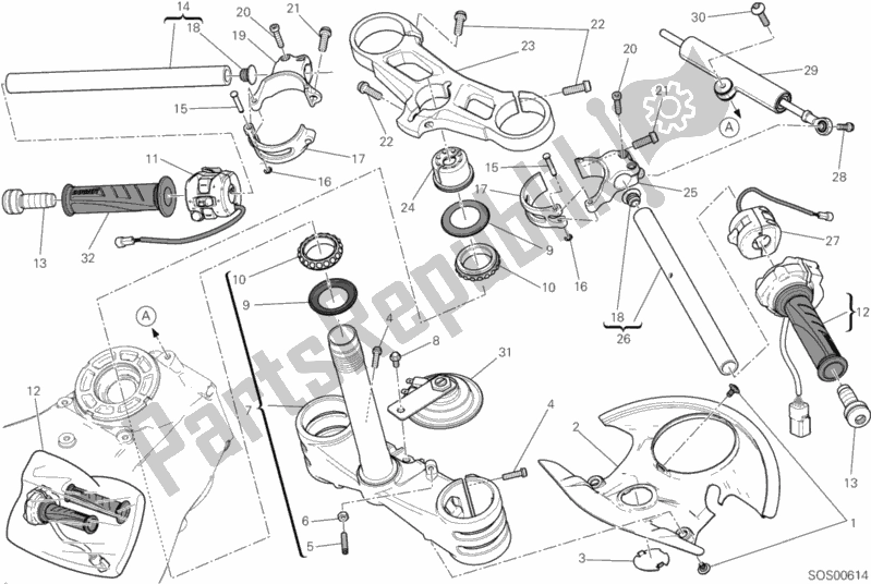 Wszystkie części do Semimanubri - Ammortizzatore Di Sterzo Ducati Superbike 1199 Panigale ABS Brasil 2015